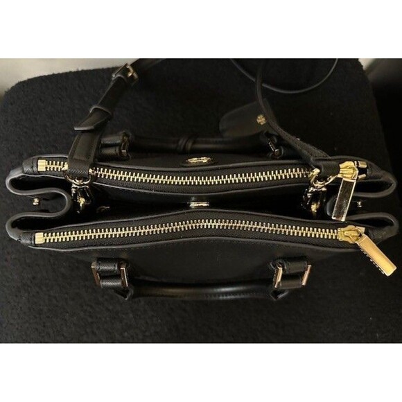 Tory Burch Tote Black Leather Robinson Micro Double-Zip Cross Body + Dust Bag - Picture 5 of 14